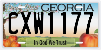 GA license plate CXW1177