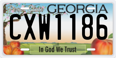 GA license plate CXW1186