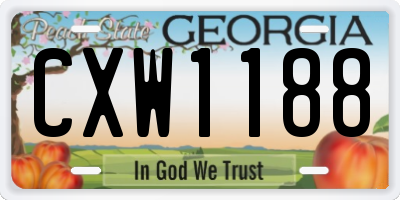 GA license plate CXW1188