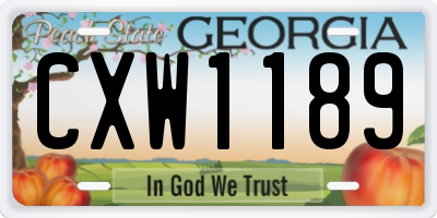 GA license plate CXW1189