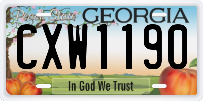 GA license plate CXW1190