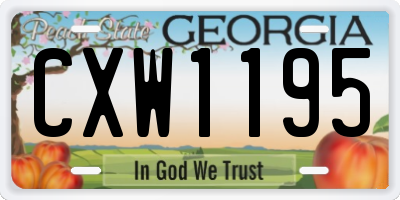 GA license plate CXW1195