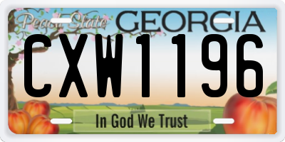 GA license plate CXW1196