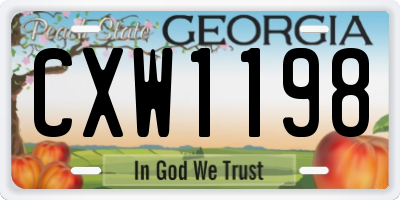 GA license plate CXW1198