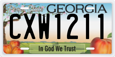 GA license plate CXW1211