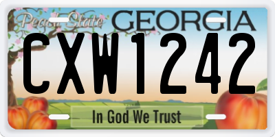 GA license plate CXW1242