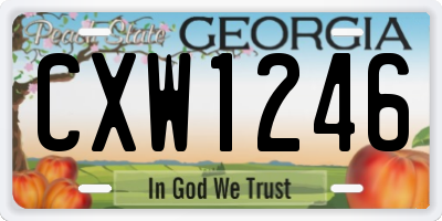 GA license plate CXW1246
