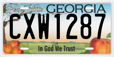 GA license plate CXW1287