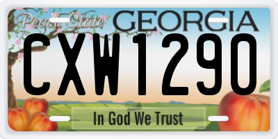 GA license plate CXW1290