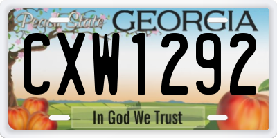 GA license plate CXW1292