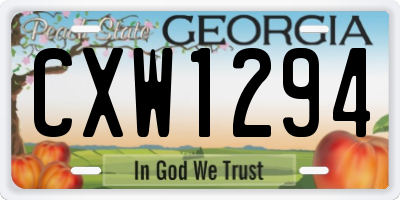 GA license plate CXW1294