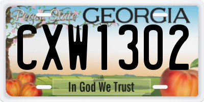 GA license plate CXW1302