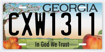 GA license plate CXW1311