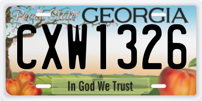 GA license plate CXW1326