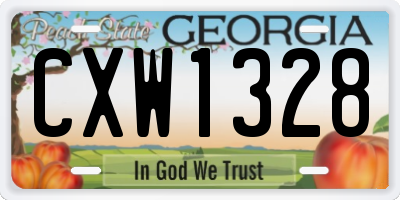GA license plate CXW1328