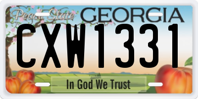 GA license plate CXW1331