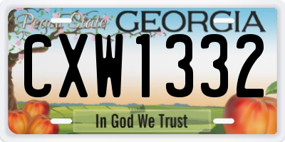 GA license plate CXW1332