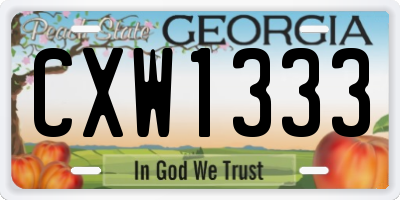 GA license plate CXW1333