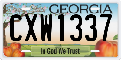 GA license plate CXW1337