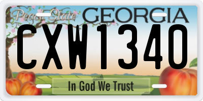 GA license plate CXW1340