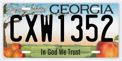 GA license plate CXW1352
