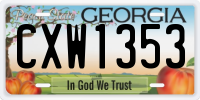 GA license plate CXW1353