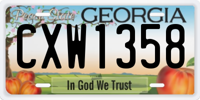 GA license plate CXW1358