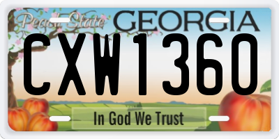GA license plate CXW1360