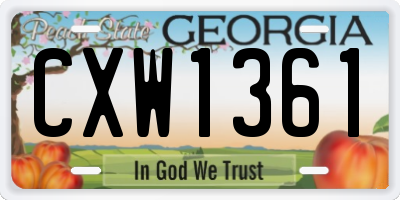 GA license plate CXW1361