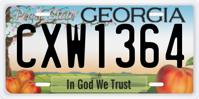 GA license plate CXW1364