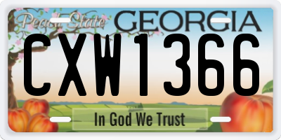 GA license plate CXW1366