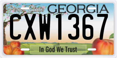 GA license plate CXW1367