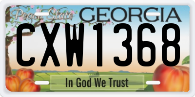 GA license plate CXW1368