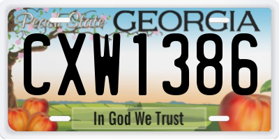GA license plate CXW1386