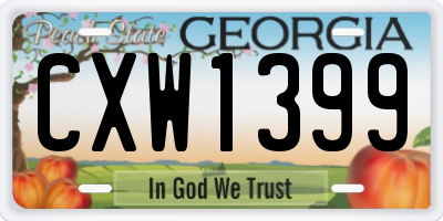 GA license plate CXW1399