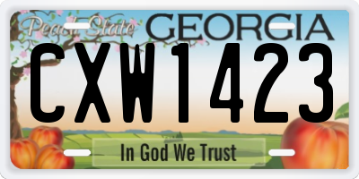 GA license plate CXW1423