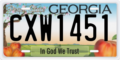 GA license plate CXW1451