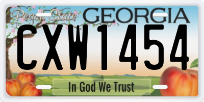 GA license plate CXW1454