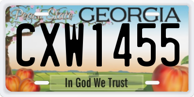 GA license plate CXW1455