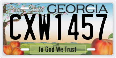 GA license plate CXW1457
