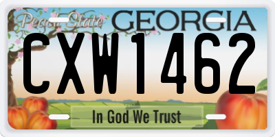 GA license plate CXW1462