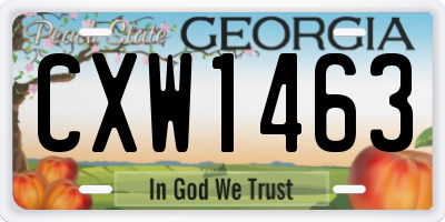 GA license plate CXW1463