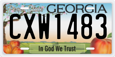 GA license plate CXW1483