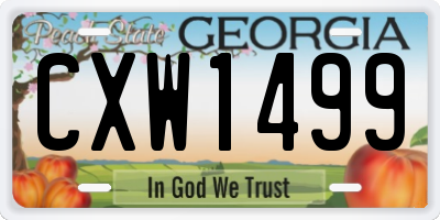 GA license plate CXW1499