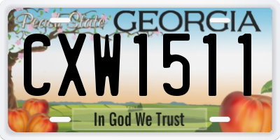GA license plate CXW1511