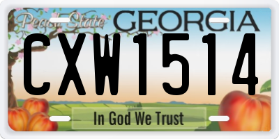 GA license plate CXW1514