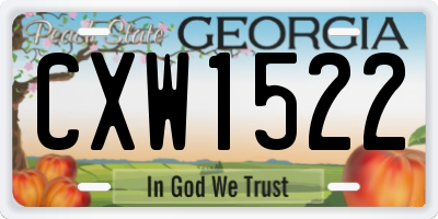 GA license plate CXW1522
