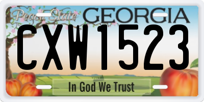 GA license plate CXW1523