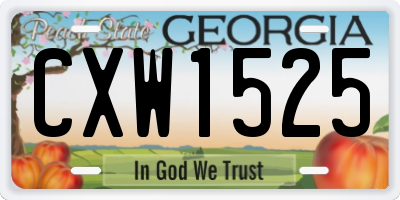 GA license plate CXW1525