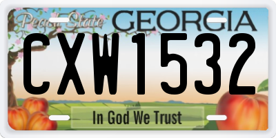 GA license plate CXW1532